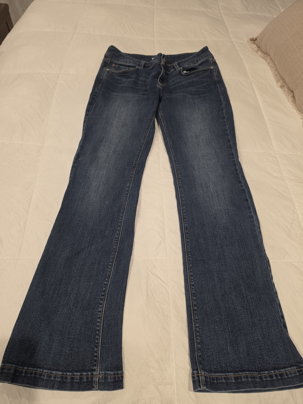 Kensie Dark Blue Curvy Bootcut Jeans, Size 30